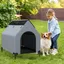 COSTWAY Niche 91 cm pour Petits Chiens, Fenêtre, Housse Amovible, Lit pour Animaux Compagnie Surélevé, Abri pour Chien avec Auvent