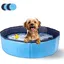 Piscine pour Chien Rigide Bassin Baignoire Pliable pour Petit et Grande Chien Chat 80 20cm S Bleu
