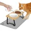 Gamelle chat surélevée 2 bols céramique + support incliné 15° + tapis antidérapant