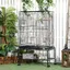 Cage à oiseaux sur pieds roulettes avec 4 mangeoires et 3 perchoirs 79 x 49 x 133 cm noir
