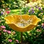 Bain dOiseaux Extérieur Jaune Foncé Vasque Jardin sur Pied Abreuvoir et Mangeoire Oiseaux pour Terrasse Jardin