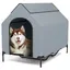 GOPLUS Niche Surélevée pour Chien de 132cm, Résistant aux Intempéries avec Fenêtres Ventilées, Lit en Tissu Maillé, pour Extérieur
