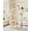 Arbre à Chat Hauteur 159 cm avec 8 Griffoirs 3 Plateformes2 Niches Panier et PomponsConvient Aux Chats de Toutes TaillesBeige