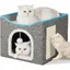 Panier pour chat lit moelleux et confortable maison chat intérieur hamac et coussin doux 2 niveaux Gris gris CHATIERE