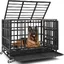 VOWNER Cage pour Chien Lourd - pour Chiens de Taille Grande et Moyennet, avec plateau amovible et 4 roulettes verrouillables