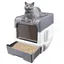 JEOBEST-Bac à litière XXL pour chat, tiroir, contient 5kg de litière, pelle gratuite, Gris, 49*37*35cm