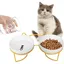 Gamelle double en céramique pour chat - PZCC - Lot de 2 - Surélevée - Inclinaison 15° - Compatible micro-ondes