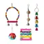 Ensemble de jouets pour cage à oiseaux (5 pièces) – Balançoire – Échelle – Balle avec clochette – Jouets pour perruches