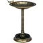 Bain d’oiseaux sur pied avec statue abreuvoir 2 vasques motif floral plastique aspect bronze 50 x 72 cm