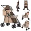 ROSE Poussette Pliable Double pour chien chat 2 Transporteurs grandes Animaux Voyage avec Ceinture de Sécurité Chariot à roues