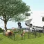 Parc pour chien enclos chien 16 panneaux modulable et pliable portable en acier avec portes 80 x 60 gris