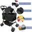 MIPAN .Poussette Pour Chien Pliable - Animaux Chariot  Avec Étui De Transport - Fenêtre En Filet - Panier De Rangement - Noir