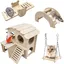Lot de 4 Jouets pour Hamster en Bois Jeux pour Hamster avec Maison Hamster Pont Balancoire pour Hamster Cochon couleurs m KIT JOUET