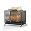 Meuble cage pour chien robuste 272 Bois solide double porte plateau amovible roulettes – Table d’appoint gris