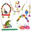 Ensemble de 12 Jouets à Mâcher pour Oiseaux - Balançoire, Échelle et Cloche Suspendue pour Perroquets et Calopsites.