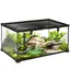 Terrarium pour Reptiles en Verre Trempé et Grillage Métallique avec Serrure et Thermomètre 50x30x25 cm Noir