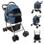MIPAN.Poussette pour animaux 3 en 1 - Poussette pour chien 4 roues - 96 x 70 x 48cm - Poussette pour Chat - Bleu