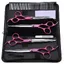 Ensemble de 4 ciseaux professionnels de 7 pouces avec manche rouge rose pour toilettage et coiffure des animaux de compagnie