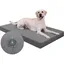 Panier orthopédique pour chien - JOZSI -Panier Chien Déhoussable Lavable Coussin Cuir Synthétique Confortable 88X55X7Cm Gris Foncé