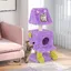 COSTWAY Arbre à Chat à 3 Niveaux, Thème des Monstres, Tour à Chat Originale avec 2 Condos, Griffoir en Sisal, Jouets Suspendus