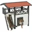 Maison lodge pour chat - niche villa avec terrasse, escalier, toit - bois sapin gris blanc toit bitumé rouge