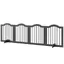 Barrière De Sécurité Pour Chien Noire 208 x 29.5 x 61 cm Autoportante Pliable 4 Panneaux Avec Pieds Intérieur Extérieur