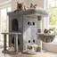 Arbre à Chat Tour de 65 cm pour Grands Chats avec Plateforme Spacieuse Cabines Double Couche Poteaux à Griffes Gris Clair