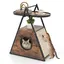 Niche en Forme de A pour Chat COSTWAY, Armoire Cachée, Étagère Ouverte à 2 Niveaux, 2 en 1 Meuble pour Animaux de Compagnie en Bois