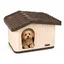VOUNOT® Maison pour chat chien niche en plastique imperméable 60x51x41cm - Toit incliné amovible - Extérieur et intérieur - Beige