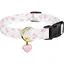 Collier pour chien - Collier pour chiot - Collier en coton fait main - Motifs mignons et originaux - Cœur blanc et rose avec pendent