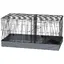 LIA Cage petits animaux 2 en 1 dessus amovible enclos lapin 2 zones rampe 121x61x61 cm acier noir