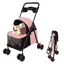 Poussette pour Chien Pliable - Poussette 4 roues pour animaux - Panier de rangement amovible - tissu Oxford - Rose - 75x49x94cm