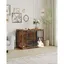 110cm Cage pour Chiens Table d’Appoint Niche Moderne pour Chiens Cage pour Chiots 2 Portes 65 × 110 × 81 cm Marron Rustique