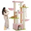 PAWZ Road Grand Arbre a Chat, Arbre à Chat avec Poteaux XXL 11 cm en Sisal, Hamacs Spacieux, Condo & Perchoir, 170 cm Rose