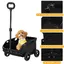 NOIR Poussette pliable pour chien chat animaux Poussette avec Tige de traction rotatif et sac de rangement corde de sécurité