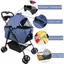 MIPAN .Poussette Pour Chien Pliable - Animaux Chariot  Avec Étui De Transport - Fenêtre En Filet - Panier De Rangement - Bleu