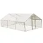 Grand Poulailler Métallique en Acier Galvanisé Toit Imperméable Anti-UV Parc Grillagé Portable pour Poules Lapins 3x6x2m Argenté