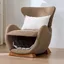 Fauteuil lounge avec niche pour chat et petit chien assise ergonomique en tissu anti-griffures bois marron 66 × 69 × 76 cm - UVRION