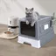 YIPEEMA. Bac à litière pour chat déodorant en PP, toilettes pour chat, (avec grattoir et pelle à chat), gris, 36*45,5*32cm.