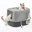Bac à Litière XXL - Feandrea - Couvercle Basculant - Gris Tourterelle/Ardoise - Pour Chats Jusquà 15 kg