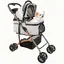 SUPFINE Poussette pour Chien Animaux de Compagnie 4 Roues Pivotantes Capacité de 30 kg Support Amovible Panier Rangement Gris