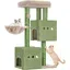 Arbre à ChatTour de Jeux 98 cm Meubles de Maison pour Chats avec 2 Niches Grande Plate-Forme Sisal Griffoir Hamac Vert Brun
