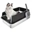 JEOBEST Bac à Litière XXL Sans Couvercle, pour Grands Chats, Maison Ouverte en Acier Inoxydable avec Pelle, 60 × 40 × 30 cm
