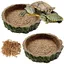 2 pièce Trompete Specialty Wood Grain Tortue Terrestre Water Bowl Enclos Tortue Terrestre Exterieur Terrarium Tortue Terrestre