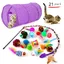 Jouets Chat 21 Pièces Jouet à Plumes pour Chat Chaton et Kitty, Kit Jouet Chats avec Tunnel, Balles, Plumes,Cloches,Souris et