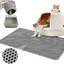 Tapis Litière Chat 60 X 45 Cm - Tapis Chat Imperméable-Double Couche Tapis de Litière pour Chat - Tapis Litière Pour Chat - Gris