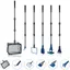Kit Nettoyage Aquarium 6 en 1 avec Filet Épuisette Râteau à Gravier Pince à Plantes Raclette Éponge et Connecteur (6 in 1)