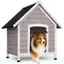 VOUNOT® Niche pour chien extérieur en bois 72x62x83cm gris - Toit étanche - Plancher amovible - Pieds antidérapants