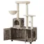 Yaheetech Arbre à Chat avec Litière Table d'appoint avec Niche Panier Plateforme Cachettes Armoire, Grège/Beige