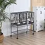 Double cage à oiseaux en métal avec plateaux amovibles support stable 4 roues et étagère 95 x 455 x 102 cm noir gris